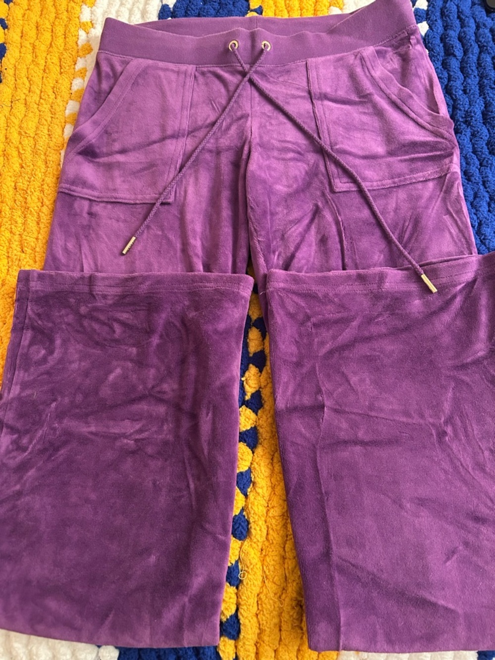 Juicy Couture Purple Velour Flare Pants with Drawstring